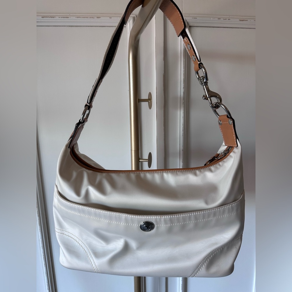 Coach Satin White Shoulder Bag